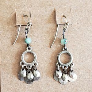 Boho dangle earring with green bead